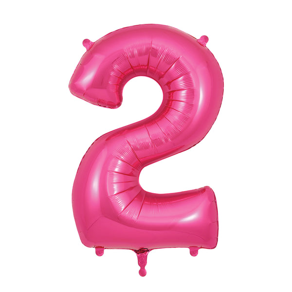 34" Number 2 Fuschia Oaktree Foil Balloon
