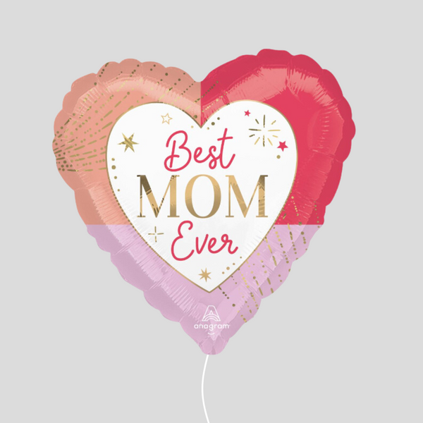 'Best Mom Ever' Heart Foil Colourful Helium Balloon Bouquet