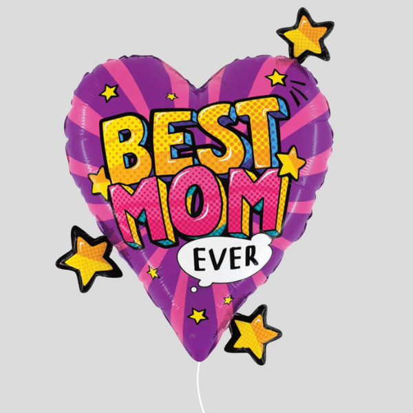 'Best Mom Ever' Comic Medium Foil Helium Balloon Bouquet