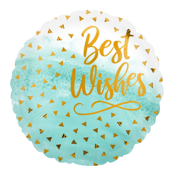 Round Foil Balloon Best Wishes Gold Confetti