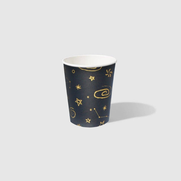 Black and Gold Galaxy Paper Party Cups