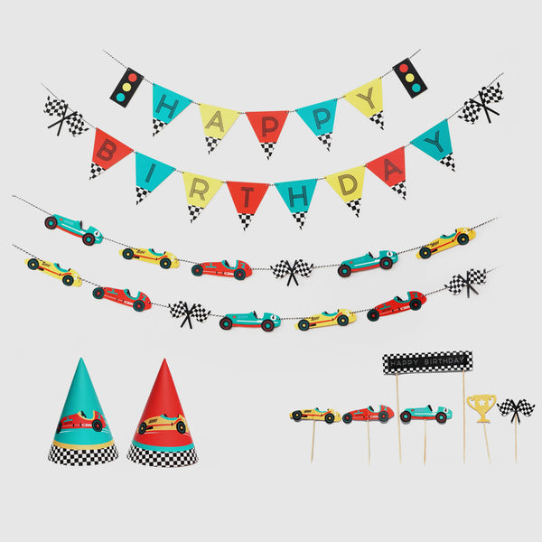 Vintage Race Car - Birthday Party Decoration Kit