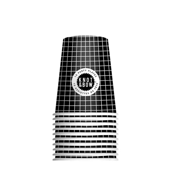 Black Grid Paper Party Cups