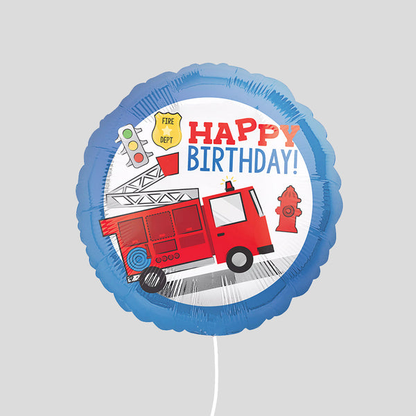 'Happy Birthday Fire Truck' Standard Foil Balloon