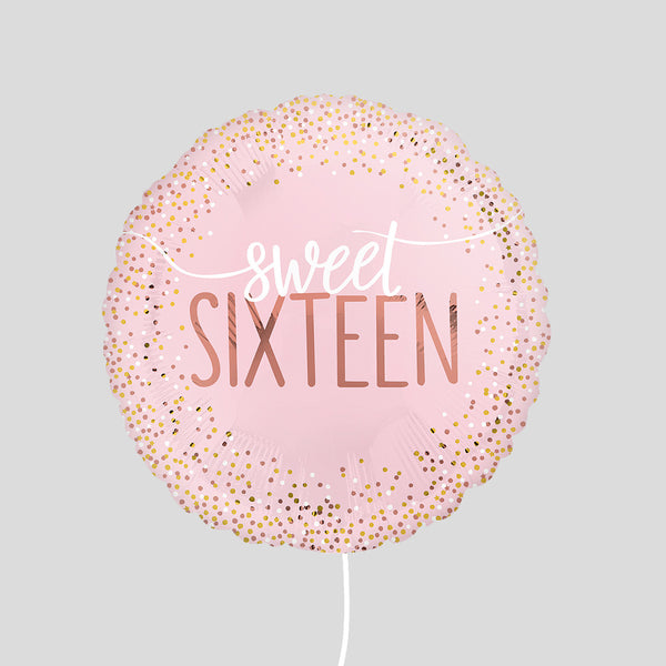 17" Sweet Sixteen Pink & White - Foil Balloon