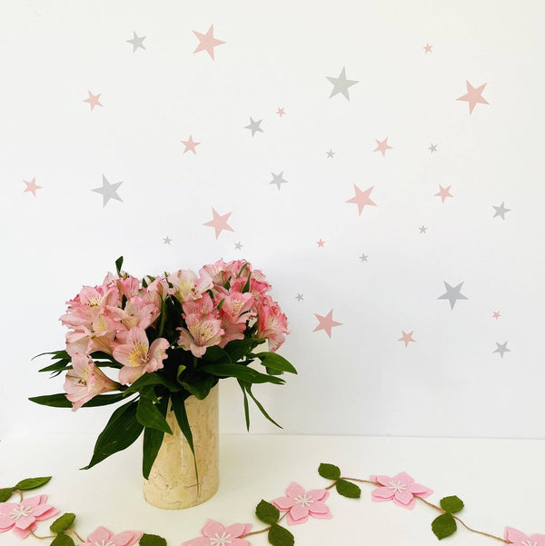 Pink and Grey Stars Wall Decal