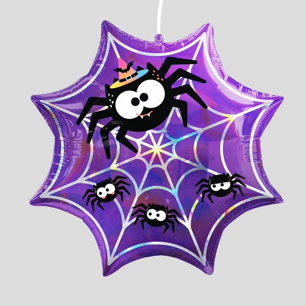 'Holographic Iridescent Spiderweb' Medium Foil Balloon